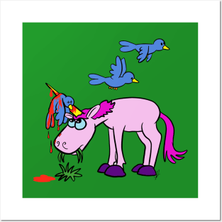 Unicorn bird accident Posters and Art